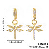 Elegant Brass Clear Cubic Zirconia Dragonfly Hoop Earrings FN5869-1-3