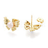Brass Natural Pearl Stud Earrings PEAR-N020-08H-3