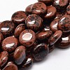 Flat Round Natural Mahogany Obsidian Bead Strands G-L291-14-1