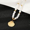 304 Stainless Steel Sea Animal Pendant Plastic Imitation Pearl Beaded Necklaces for Women NJEW-U048-02B-G-2