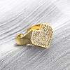 Brass Micro Pave Cubic Zirconia Adjustable Cuff Rings for Women RJEW-U053-09G-1