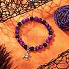 Halloween Theme Baking Painted Glass Round Beads Stretch Bracelets for Women BJEW-MZ00186-02-1