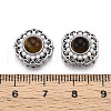 Brass Colorful Cubic Zirconia & Natural Tiger Eye Rhombus Beads KK-N258-13P-3