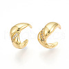 Brass Micro Pave Clear Cubic Zirconia Cuff Earrings KK-T074-37G-2