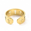 Ion Plating(IP) 304 Stainless Steel Hollow Out Cross Open Cuff Ring for Women RJEW-C053-02G-3