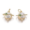 Brass Micro Pave Clear Cubic Zirconia Charms ZIRC-A011-41G-1