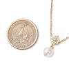 Brass Micro Pave Clear Cubic Zirconia & Shell Pearl Round Clover Pendant Necklaces NJEW-JN05261-01-3
