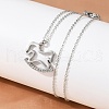 304 Stainless Steel Crystal Rhinestone Rocking Horse Pendant Necklaces for Women NJEW-F339-02P-3