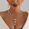 Alloy Imitation Pearl Flower Dangle Earrings FS-WG12CEA-02-4