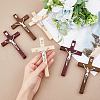 DICOSMETIC 6Pcs 3 Colors Religion Cross Wood Big Pendants WOOD-DC0001-18-3