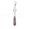 Chakra Copper Wire Wrapped Bullet Natural Quartz Crystal & Green Aventurine & Rose Quartz & Amethyst & Lapis Lazuli & Carnelian & Obsidian Pendant Decoration HJEW-JM03292-4