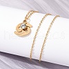304 Stainless Steel Glass Drill Birth Stone Constellation Pendant Necklaces STAS-D305-08G-D-4
