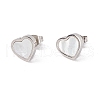 6 Pairs Natural White Shell Heart Stud Earrings EJEW-G291-02P-2