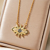 Minimalist Brass Micro Pave Clear & Blue Cubic Zirconia Star Eye Pendant Necklaces MF3147-1-2