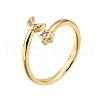 Brass Micro Pave Clear Cubic Zirconia Cuff Rings for Women RJEW-H247-26G-4