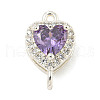 Brass Pave Cubic Zirconia Connector Charms KK-Z072-06S-07-1