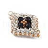 Faceted Round Synthetic Blue Goldstone & Handmade Glass Seed Beaded  Pendants PALLOY-MZ00757-01-4