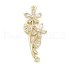 Brass Clear Cubic Zirconia Connector Charms KK-Z094-06G-03-1