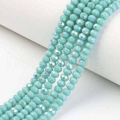 Electroplate Opaque Solid Color Glass Beads Strands X-EGLA-A034-P6mm-L15-1