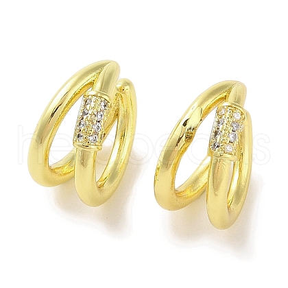 Brass Micro Pave Clear Cubic Zirconia Cuff Earrings for Women EJEW-I305-08G-1