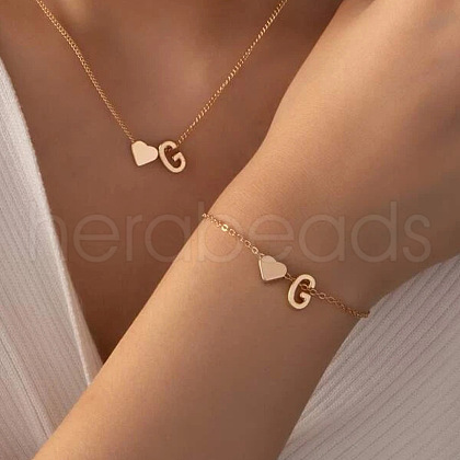 Heart Brass Pendant Necklaces & Charm Bracelets Sets FS-WGFCFF7-22-1