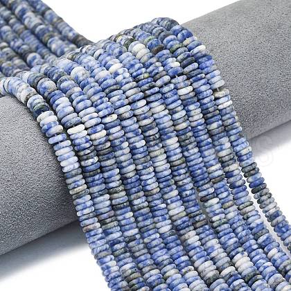 Frosted Natural Blue Spot Jasper Beads Strands G-K389-C05-01A-1