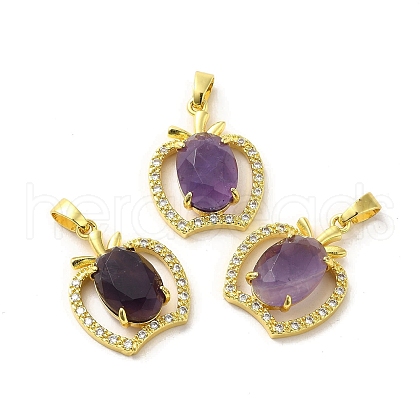 Natural Amethyst Faceted Pendants KK-K362-06G-1