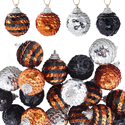 SUNNYCLUE 24Pcs 4 Colors Foam Scale Ball with Cord Pendant Decorations DIY-SC0026-74-1