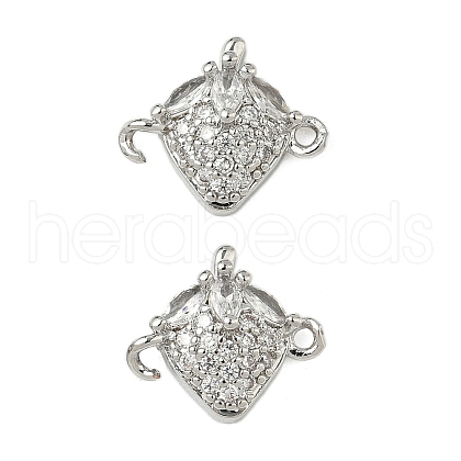 Brass Pave Clear Cubic Zirconia Fruit Connector Charms KK-Z109-01P-01-1