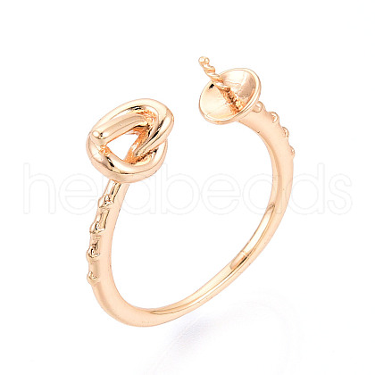Twist Knot Brass Cuff Ring Settings KK-T076-38G-1