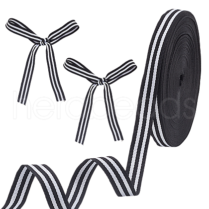 GOMAKERER 25 Yards Polyester Striped Ribbons OCOR-GO0001-29A-1