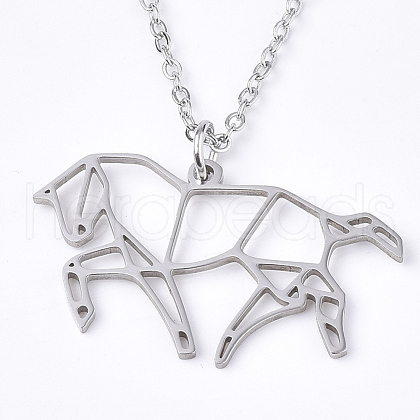 201 Stainless Steel Pendant Necklaces NJEW-T009-JN038-1-45-1