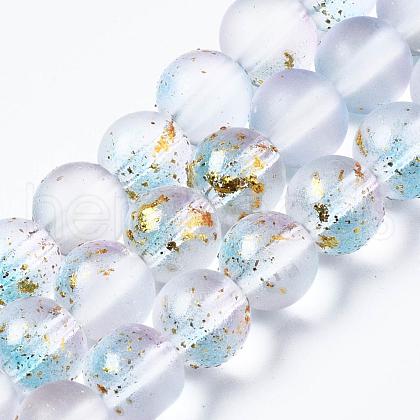Frosted Spray Painted Glass Beads Strands GLAA-N035-03C-C07-1