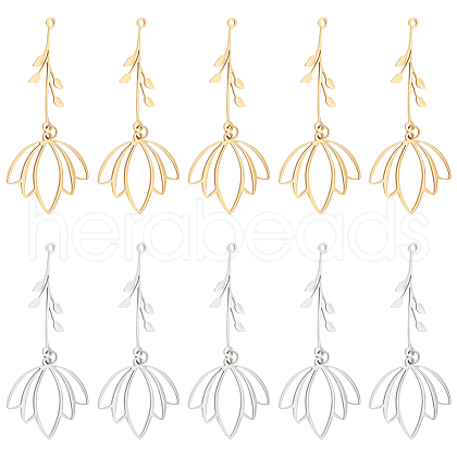 Unicraftale 12Pcs 2 Colors Ion Plating(IP) 201 Stainless Steel Big Pendants STAS-UN0056-60-1
