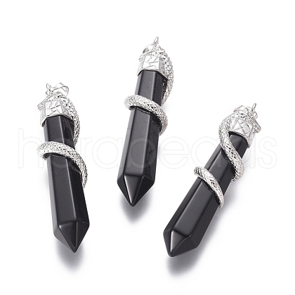 Natural Dyed & Heated Black Agate Big Pendants G-G596-03Q-1