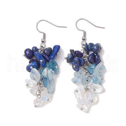 Natural Lapis Lazuli Earrings EJEW-TA00462-03-1