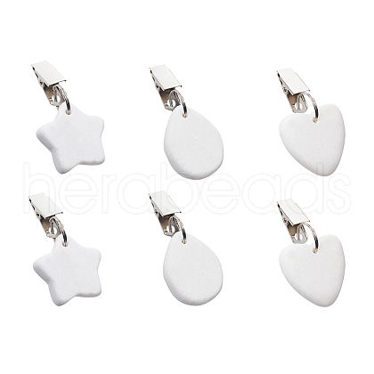 Star & Oval & Heart Shape Marble Tablecloth Weights with Stainless Steel Tablecloth Clips HJEW-PH0001-25-1