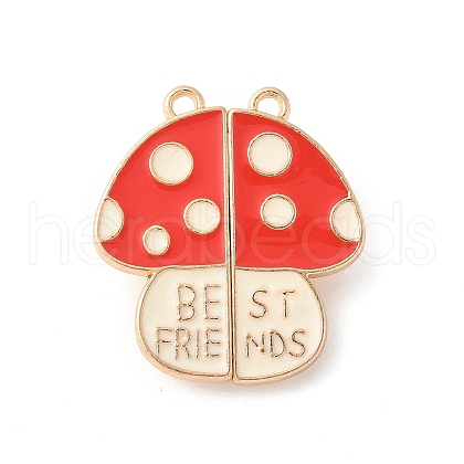 Alloy Red Enamel Split Pendants PALLOY-V006-02G-1