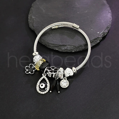 European Style Evil Eye Flower Enamel Charms Bangles SJ6392-1