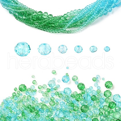6 Styles Gradient Color Transparent Painted Glass Beads Strands DGLA-YW0001-28Q-1