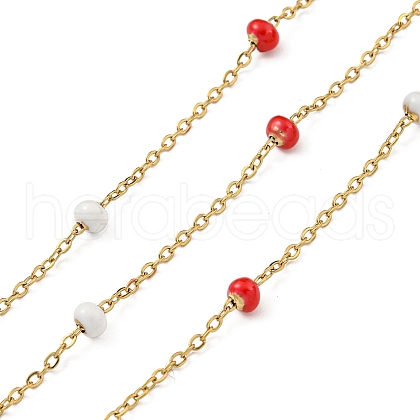 304 Stainless Steel Enamel Link Chains AJEW-Z028-09G-09-1