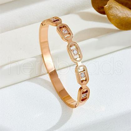 Oval 304 Stainless Steel Pave Cubic Zirconia Bangles FS-WG9D319-05-1