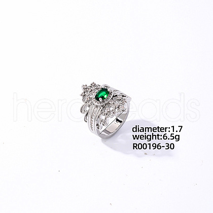 Brass Rhinestones Finger Rings for Women KK6620-4-1