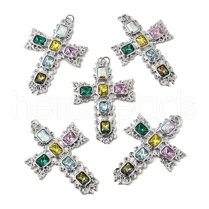 Brass Micro Pave Cubic Zirconia Pendants KK-U072-39P-1