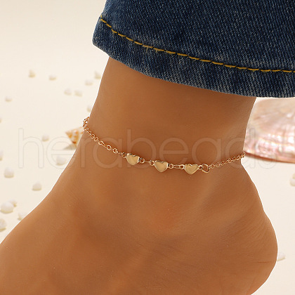 Fashionable Bohemian Style Alloy Heart Link Anklets for Women WG497D9-01-1