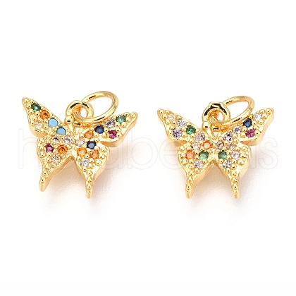 Brass Micro Pave Cubic Zirconia Charms ZIRC-O038-21G-1