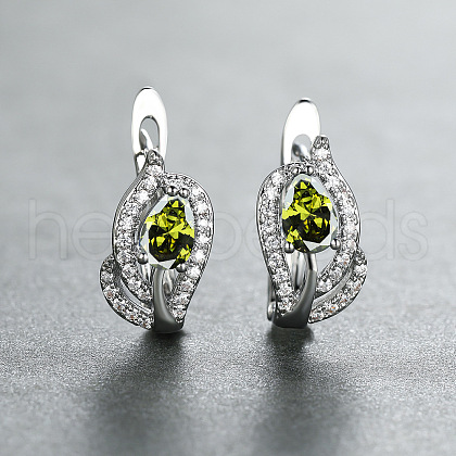 Brass Micro Pave Cubic Zirconia Hoop Earrings WG7D53C-04-1