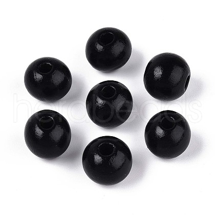 Spray Painted Round Natural Schima Wood Beads WOOD-A018-12mm-03-1-1