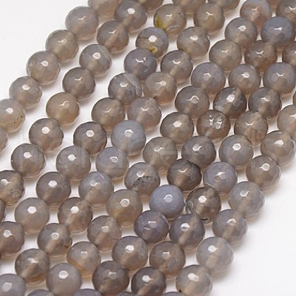 Natural Grey Agate Beads Strands G-G580-10mm-08-1
