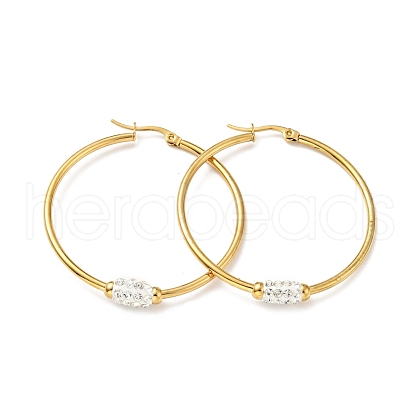Crystal Rhinestone Tube Beaded Hoop Earrings EJEW-D279-11G-01-1